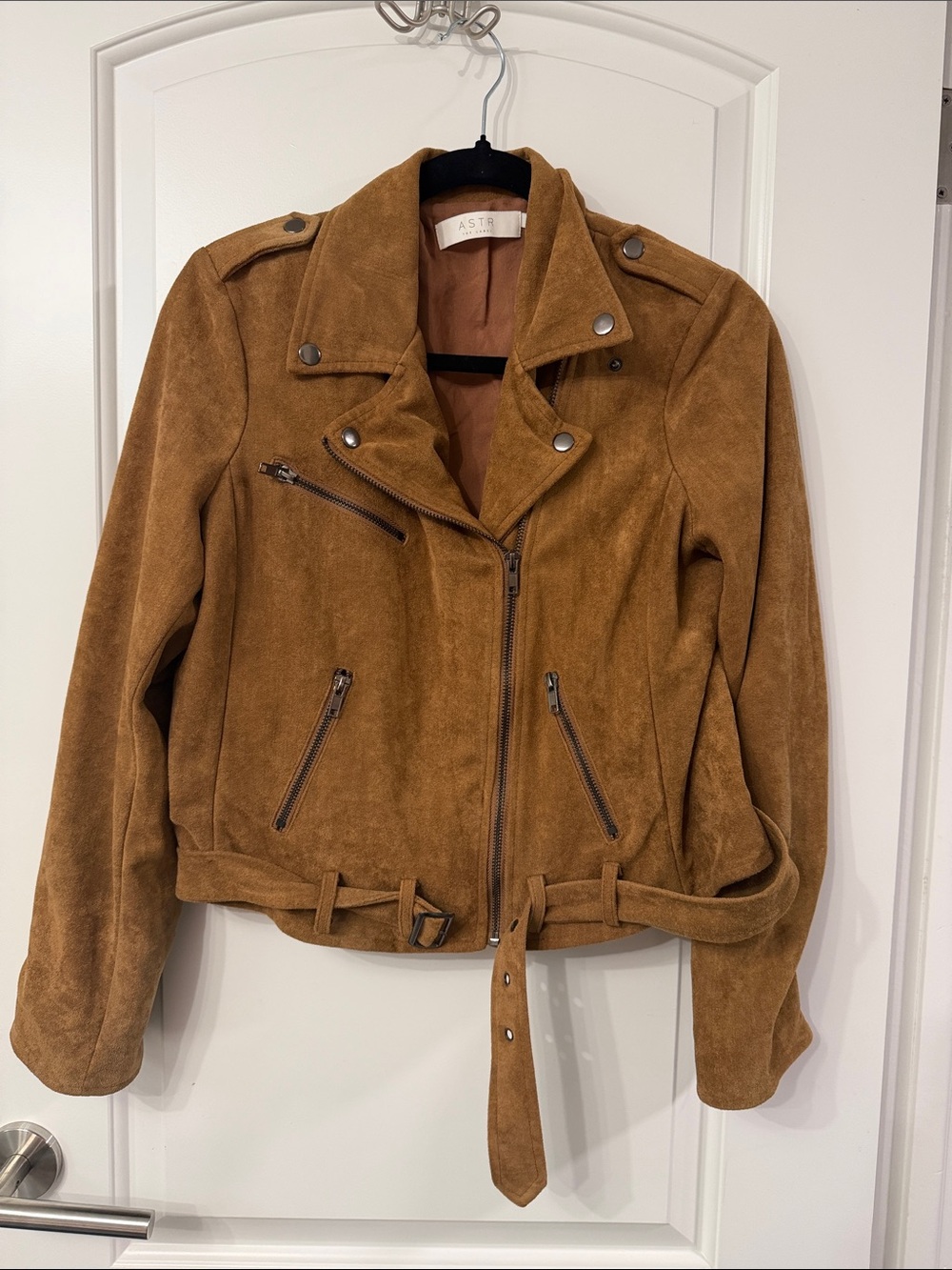 ASTR Suede Moto Jacket - Brown
